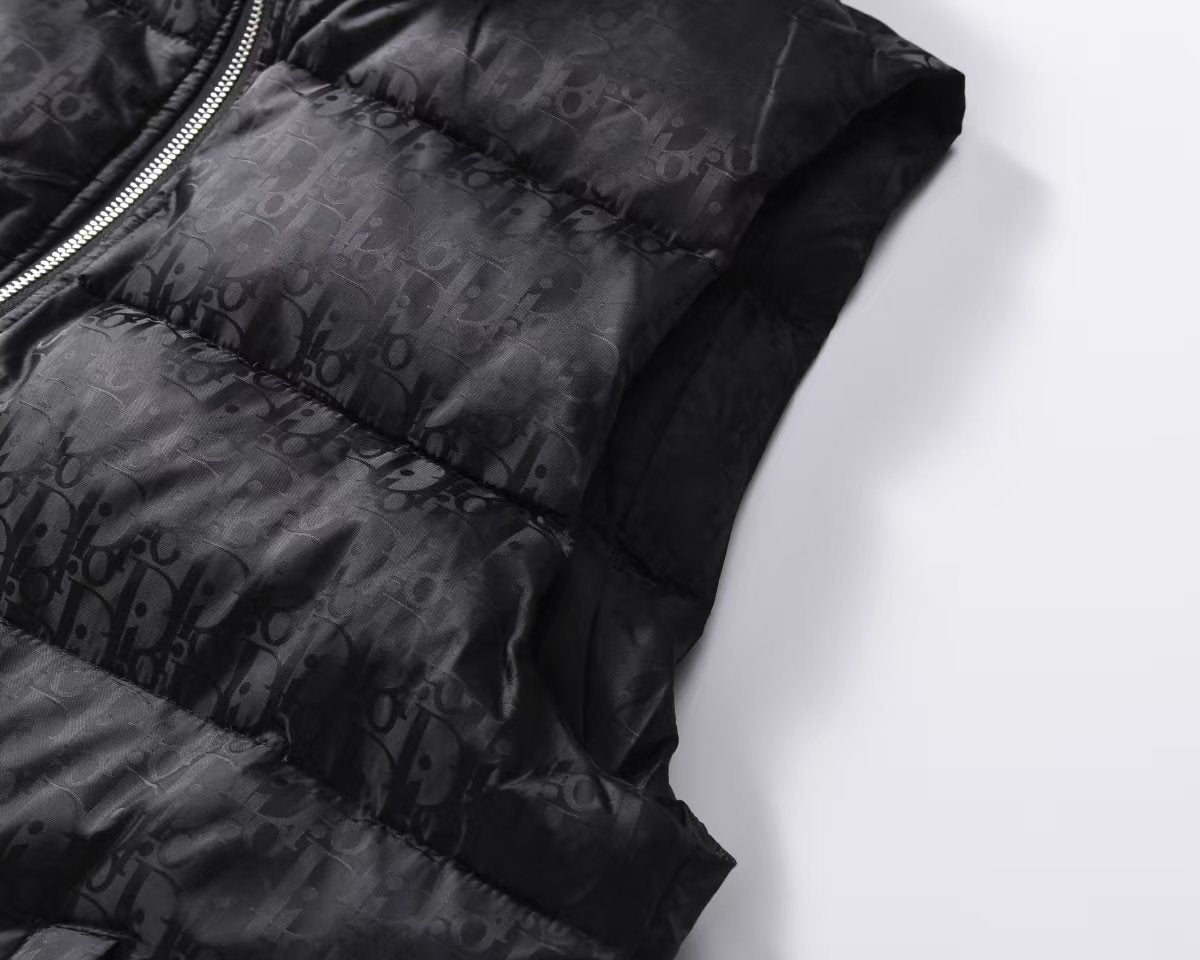 Oblique sleeveless down jacket